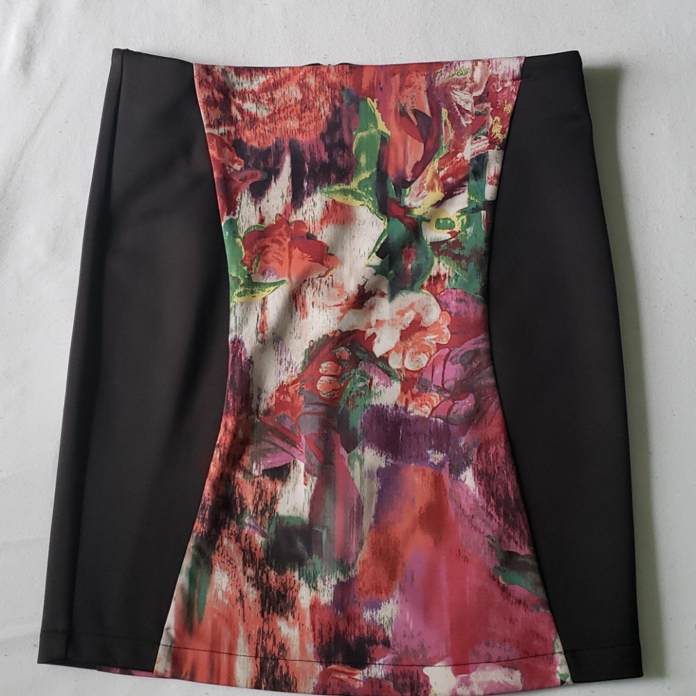 Floral and black  skirt